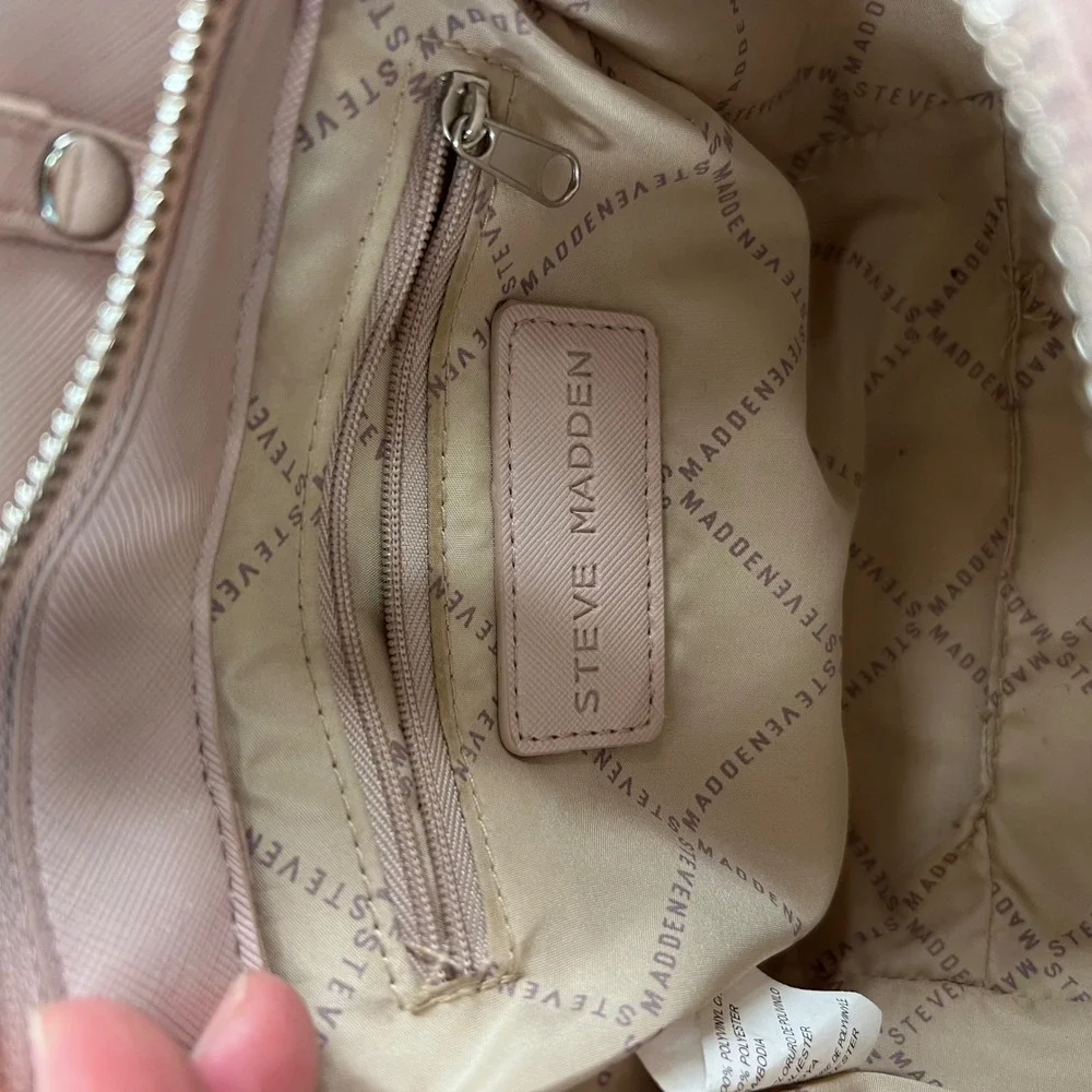 Steve Madden Dusty Pink Saffiano Vegan‎ Leather Winged Satchel Crossbody Bag